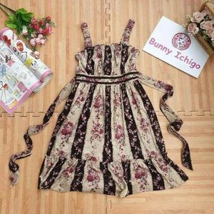 Velvet floral striped Lolita style lined sundress from L’est Rose